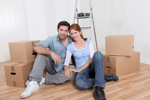 Boxes and household items ready for urgent removal service