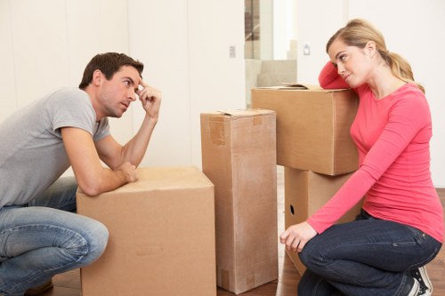 Removal staff protecting clients and surroundings with careful coordination