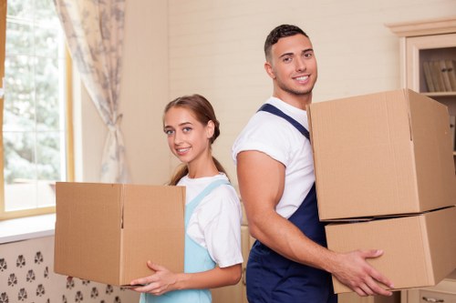 Packed student belongings ready for collection in a Colliers Wood flat
